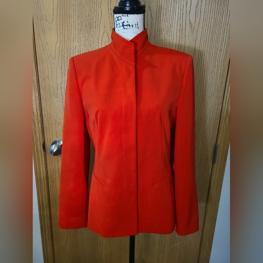 Votre Nom Collection Red Orange Button Up High Collar Blazer